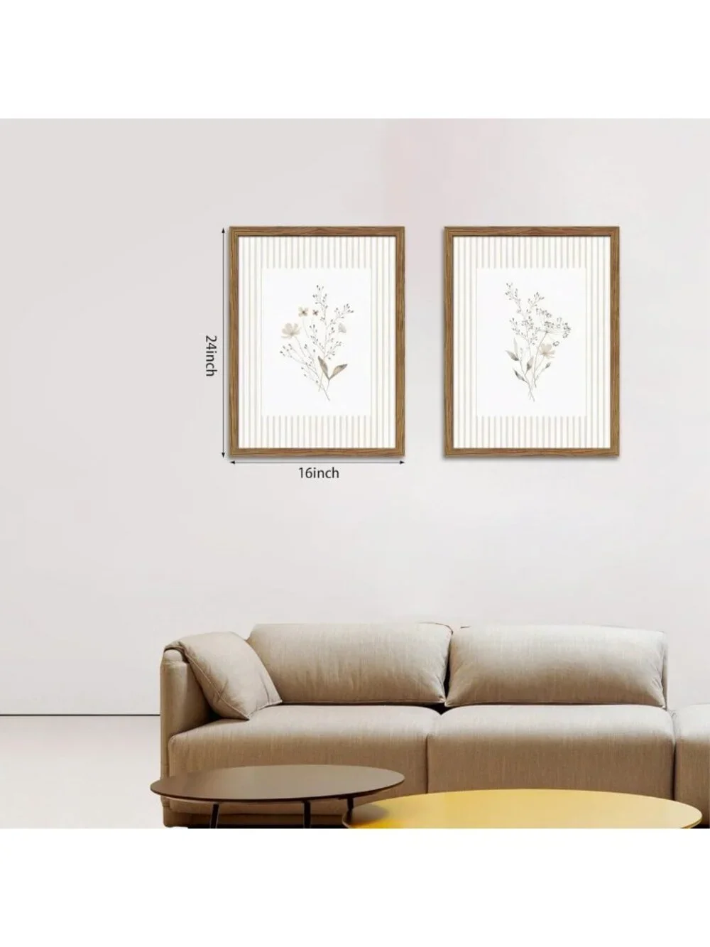 Set of 2 Neutral Wildflower Wall Art - Vintage Floral Prints for Rustic Decor